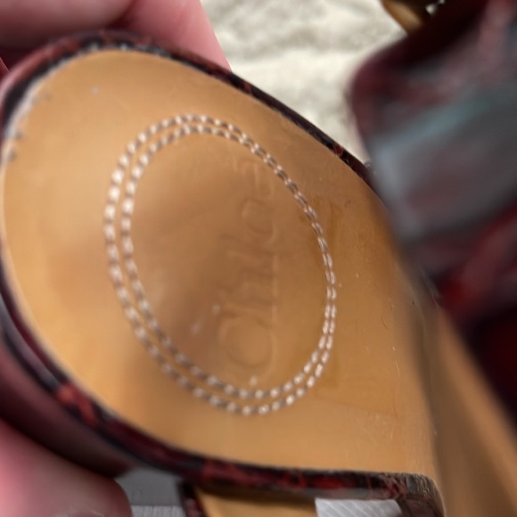 Chloe Candice croc-embossed leather heeled sandals size 37 1/2 - Picture 6 of 8